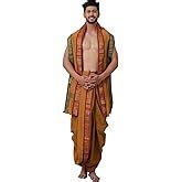 RAMRAJ COTTON traditional panchakacham with angavastram for men(Cream_3 ...