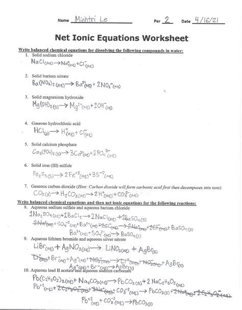 Net Ionic Equations Practice 的图像结果