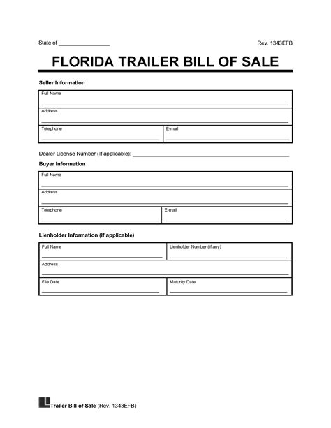 Free Florida Vehicle Bill of Sale Form | PDF & Word