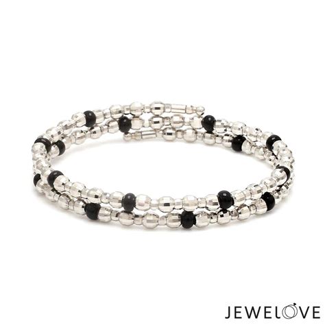 Japanese Platinum with Black Beads Nazariya / Nazariye Bracelet for Ki ...