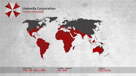 Resident Evil HD Wallpaper: Umbrella Corp T-Virus Global Outbreak Map