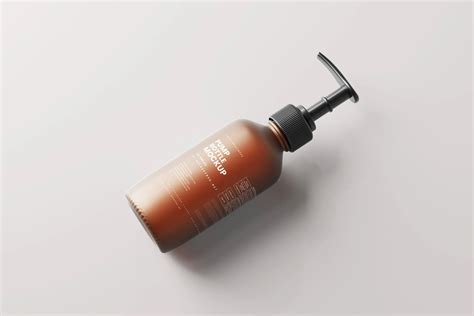 6 Mockups of Frosted Amber Glass Pump Bottle in Varied Sights Free ...