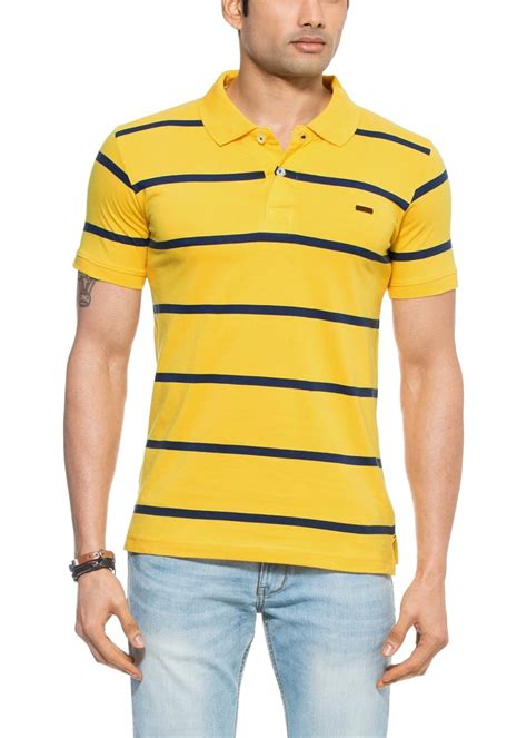 Buy Zovi Yellow and Blue Striped Polo T-Shirt 10565102301XS at Amazon.in