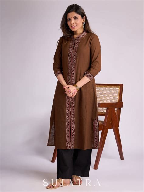 Ajrakh Aura Brown Cotton Kurta – Sujatra