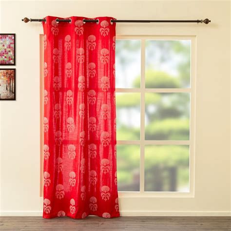 Buy Jade Stria Red Jacquard Door Curtain- 110 x 225 cm from Home Centre ...