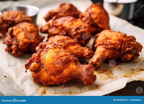 Deep-fried Chicken Thigh Pieces on Parchment Paper Stock Image - Image ...