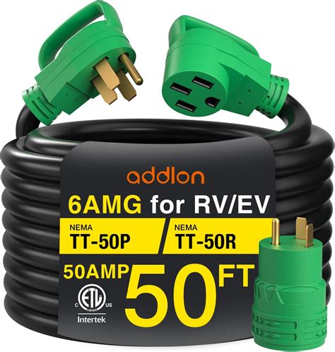 Amazon.com: addlon 50 Amp 50 Feet RV/EV Extension Cord with Adapter 30M ...