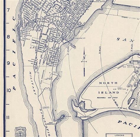 Old Map of San Diego, 1938 by Thomas Bros - National City, La Jolla, L – The Unique Maps Co.