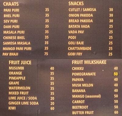 Menu at Juice Junction, Mangaluru, /1