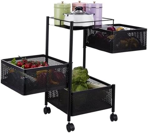 Homeor Multi-Purpose Mesh Rotating Trolley Storage Organizer & Kitchen ...