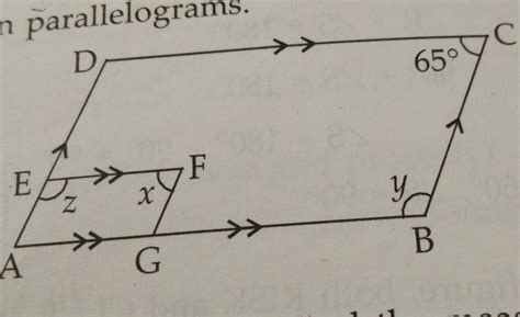 find the value of x, y and z from the given parallelogram - Brainly.in