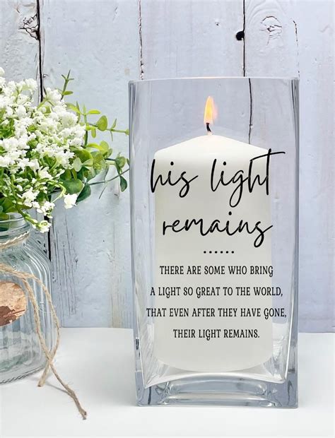 His Light Remains, Memorial Candle, Memorial Vase, Remembrance Candle ...