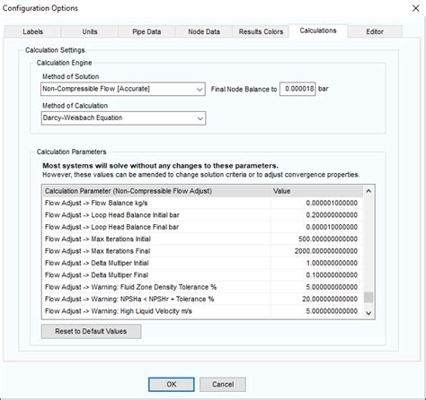 Calculation Options 的图像结果