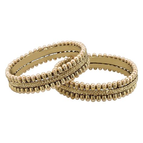 Buy iJewel Art™ Antique Pearl Stone Bangles for Women and Girls-2-10 at ...