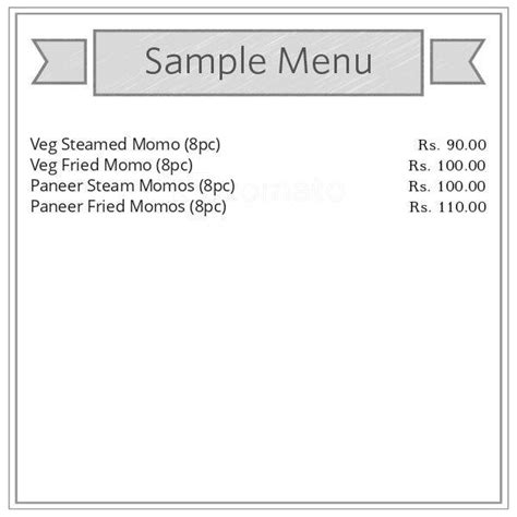 Menu at Kathmandu Momo's, Raipur