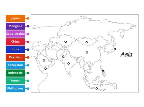 Blank Map of Asia - Labelled diagram