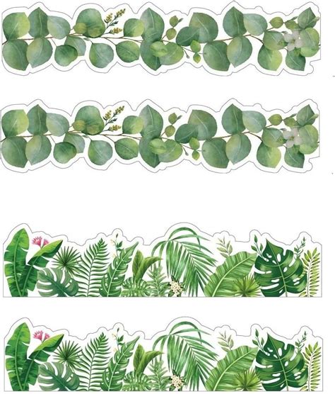 Buy Classroom Bulletin Board Borders, ROSYQUARZ 59ft Eucalyptus Die-Cut ...