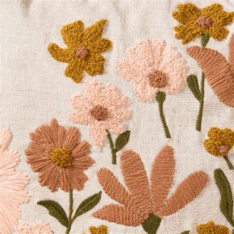 Beige Chambray Floral Couch Cushion Cover 40x40cm Online - Premium ...