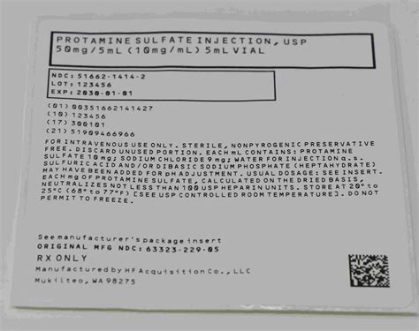 PROTAMINE SULFATE (HF Acquisition Co LLC, DBA HealthFirst): FDA Package ...