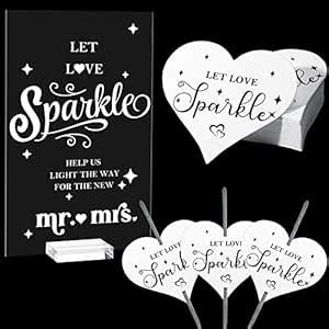 100 Pcs Wedding Sparkler Tags Heart Shape Sparkler Cards and Acrylic ...