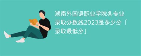 湖南外国语职业学院各专业录取分数线2023是多少分「录取最低分」-新高考网