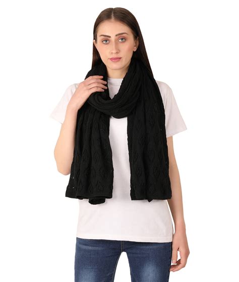 Avery Black Color Lambswool & Nylon Knitted Shawl Wrap – Pluchi Online