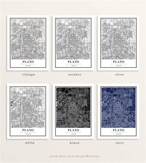 Plano Texas map Plano TX map Plano city map Plano print | Etsy