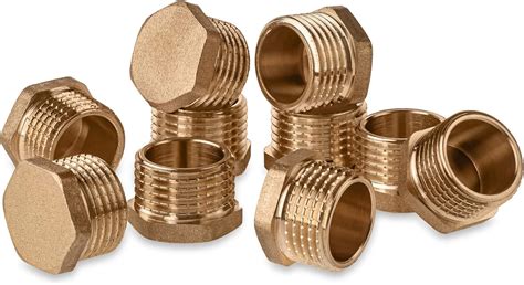 Metalandbrassco 10-Pack 12 Male Threaded Brass Pipe Caps for Repair ...