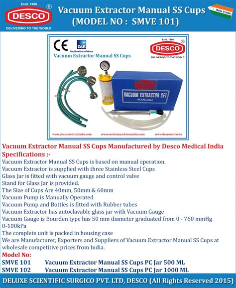 Vacuum Extractor Manual SS Cups Manufacturer and Exporter India | Desco