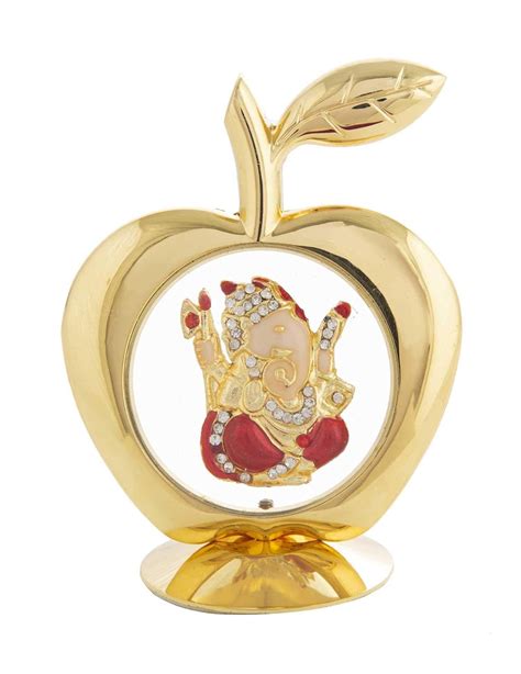 INTERNATIONAL GIFT Golden Apple Shape Pagdi Ganesha Ganpati 10 cm ...