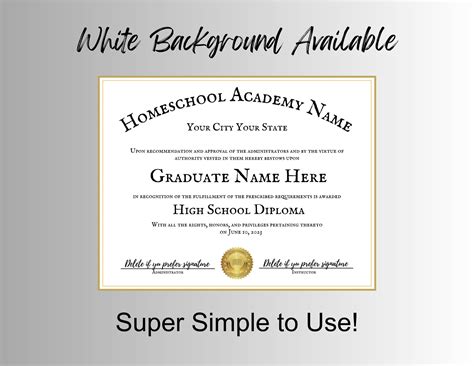 HOMESCHOOL DIPLOMA TEMPLATE Homeschool Graduation Diploma - Etsy