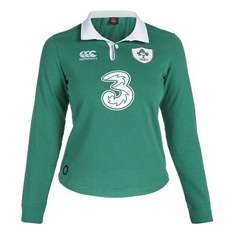 Canterbury Womens Ireland Rugby Home Classic Long Sleeve Shirt Kit 15/ ...