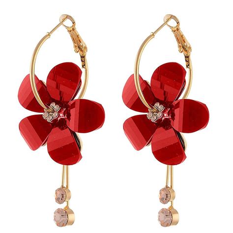 Buy Yellow Chimes Combo of 2 Pairs Flower Design Crystal gold toned ...