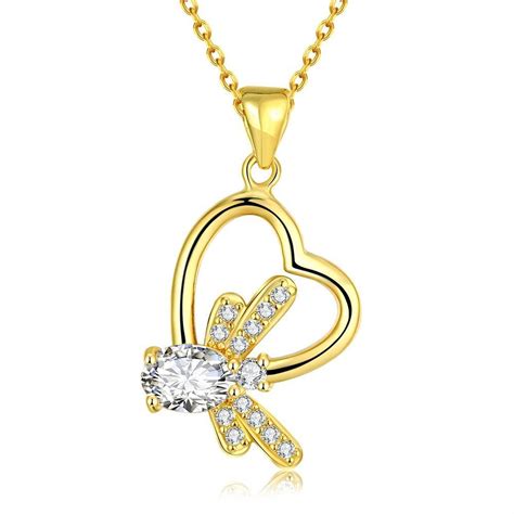 Via Mazzini 24K Gold Plated Swiss Crystal Butterfly Heart Pendant for ...