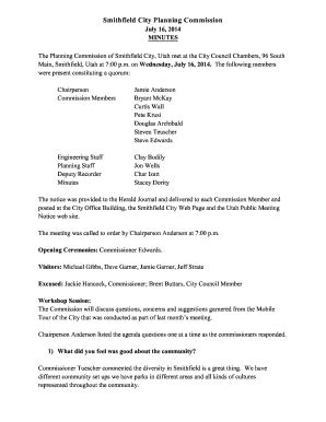 Fillable Online SMITHFIELD PLANNING COMMISSION Smithfield City Council ...