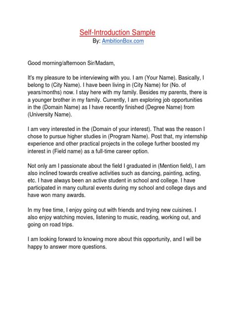 Standard Self Introduction 的图像结果