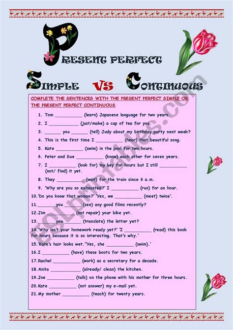 Present Simple vs Continuous 的图像结果