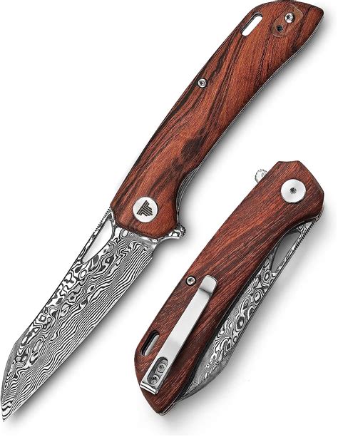 Amazon.com : TRIVISA Pocket Folding Damascus Knife with Clip for Men,3. ...