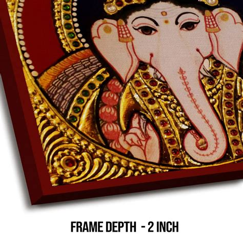 Shree Ganesh, Tanjore Art, Framed Abstract Canvas Wall Art for Bedroom ...