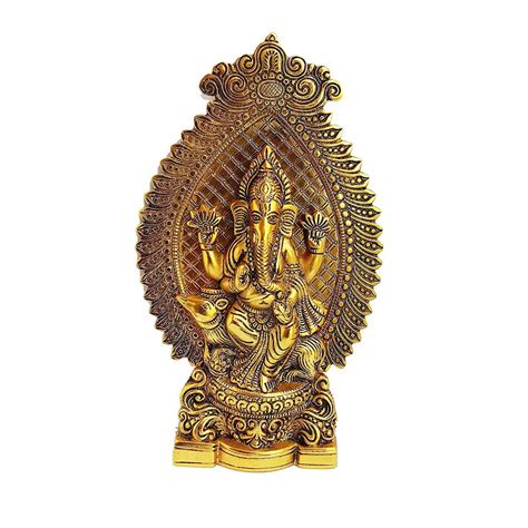 Buy Rci Handicrafts White Metal Gold Plated Ganesh Sitting On Mouse ...