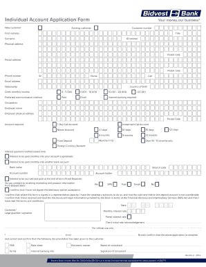 Fillable Online Individual Account Application Form - Bidvest Bank Fax ...