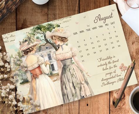Jane Austen Calendar 2025. English/ Spanish. Monthly Calendar. Digital ...
