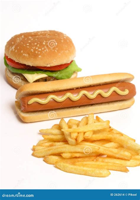 Hamburger, Hot Dog and French Fries Stock Photo - Image of burger ...
