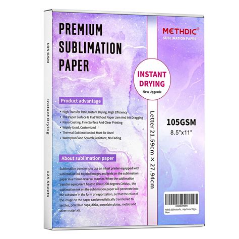 Methdic Sublimation Paper 8.5x11 Inch Instant Dry 125 Sheets ...