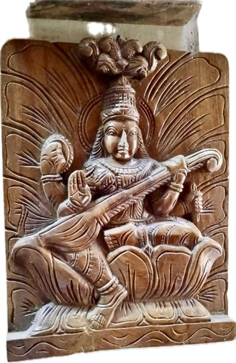 Wooden Wall Hanging Of Goddess Saraswati | SKAC