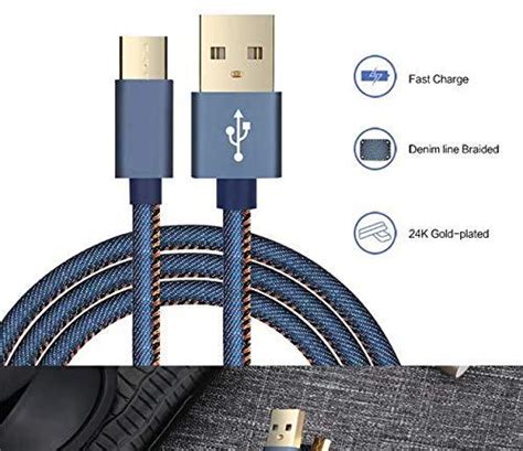 2.4A Type-C Fast Charge sync Data Transfer Cable 1 Meter Denim – GADGET ...