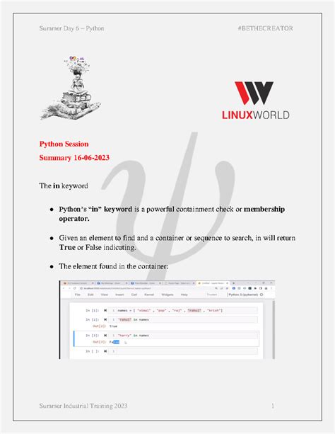 Python Session 6 16-06-2023 - Python Session Summary 16- 06 - 2023 The ...