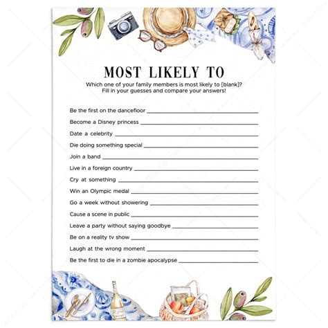 Who Is Most Likely To Questions | Family Gathering Day