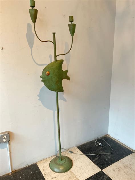 1940s French Copper Fish Floor Lamp For Sale at 1stDibs