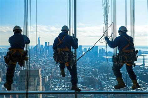 Three men are working on a building in the city | Premium AI-generated ...